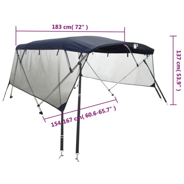 3-Bow Bimini-Top mit Mesh-Seitenteilen 183x(154-167)x137 cm