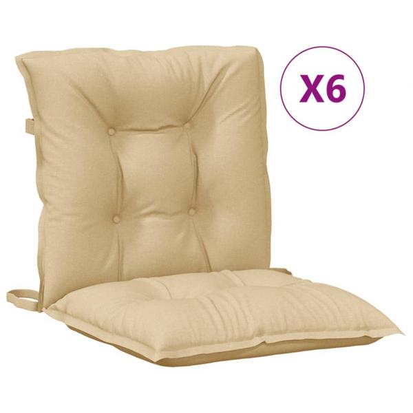 Niedriglehner-Auflagen 6 Stk. Melange Beige 100x50x7 cm Stoff