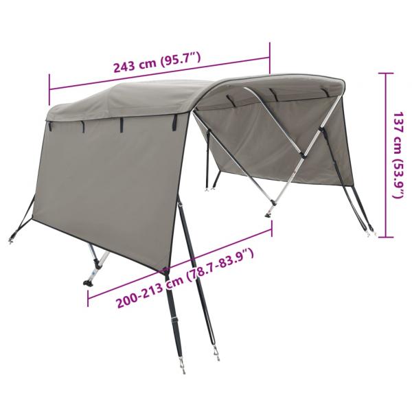 4-Bow Bimini-Top mit Seitenteilen 243x(200-213)x137 cm