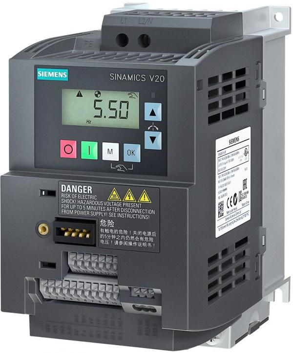 ARDEBO.de Siemens 6SL3210-5BB21-5BV1 SINAMICS V20 1AC 200-240V -10/+10% 47-63Hz Nennleistung 1,5kW mit 150 % Überlast für 60 Sek. integrierter Filter C1 I/O