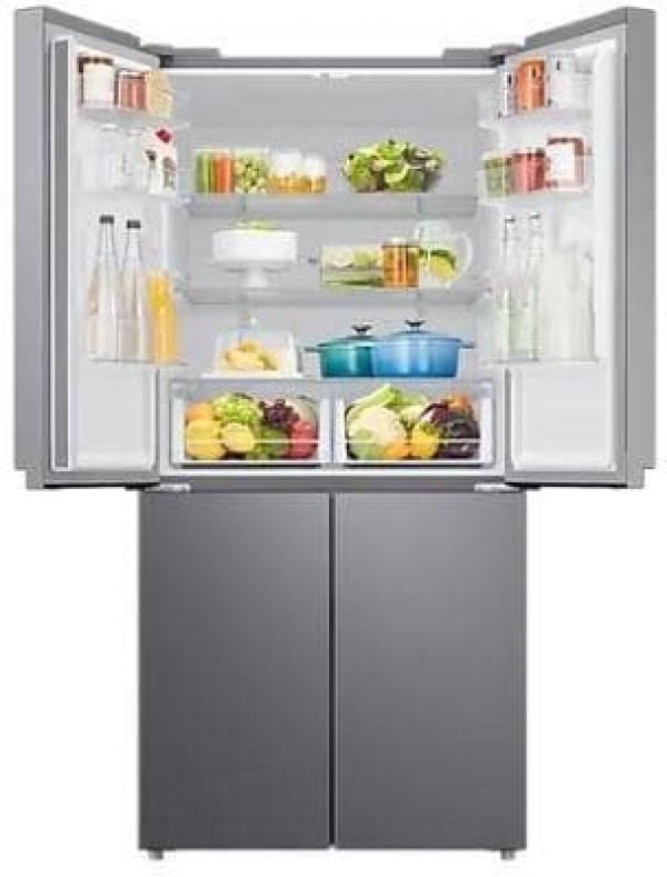 Samsung RF48A400EM9/EG Stand Side-by-Side Kombination French Door, 83,3 cm breit, 488 L, NoFrost+, Precise Cooling, Twin Cooling Plus, Schnellkühlen und Schnellgefrieren, Edelstahl- Look