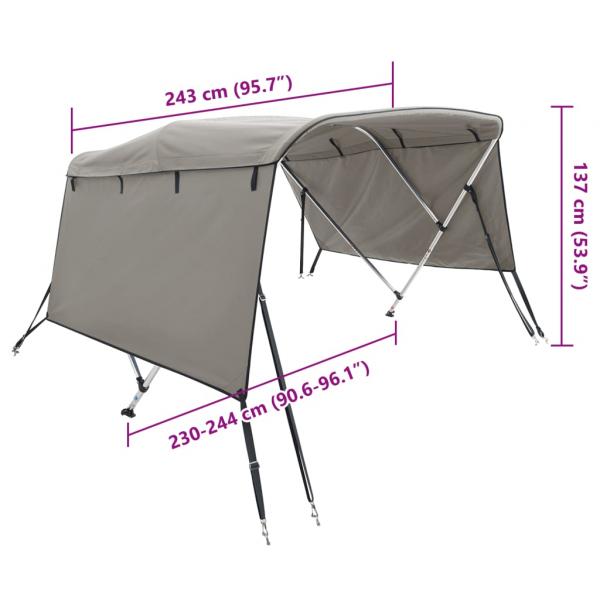 4-Bow Bimini-Top mit Seitenteilen 243x(230-244)x137 cm