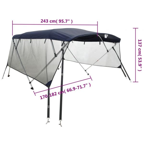 4-Bow Bimini-Top mit Mesh-Seitenteilen 243x(170-182)x137 cm