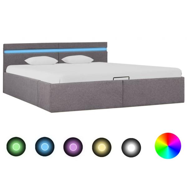 ARDEBO.de - Bett mit Bettkasten Hydraulisch mit LED Taupe Stoff 160x200 cm 