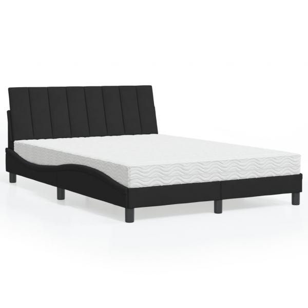 ARDEBO.de - Bett mit Matratze Schwarz 140x190 cm Samt