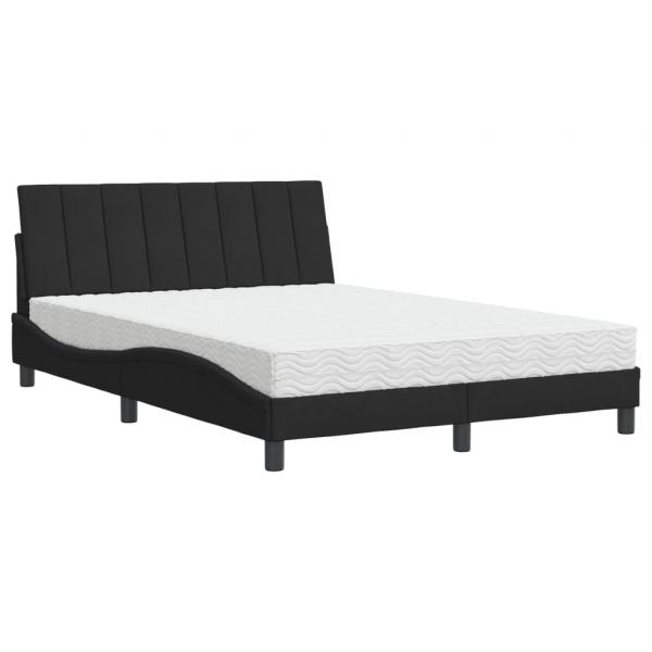 Bett mit Matratze Schwarz 140x190 cm Samt