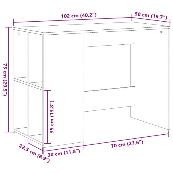 Schreibtisch Braun Eichen-Optik 102x50x75 cm Holzwerkstoff