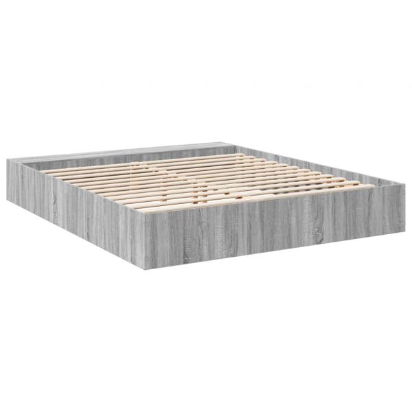 Bettgestell Grau Sonoma 200x200 cm Holzwerkstoff