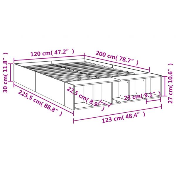 Bettgestell Schwarz 120x200 cm Holzwerkstoff