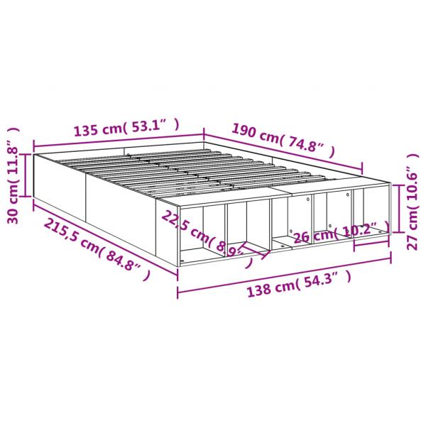 Bettgestell Schwarz 135x190 cm Holzwerkstoff