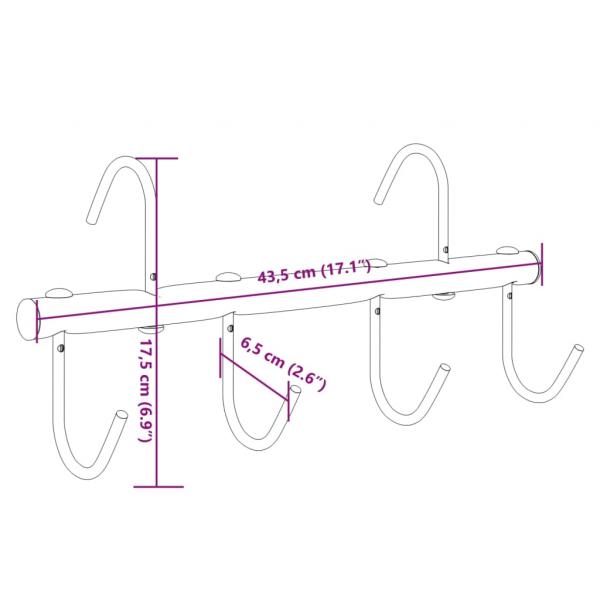 Trensenhalter mit 6 Drehhaken Schwarz Stahl