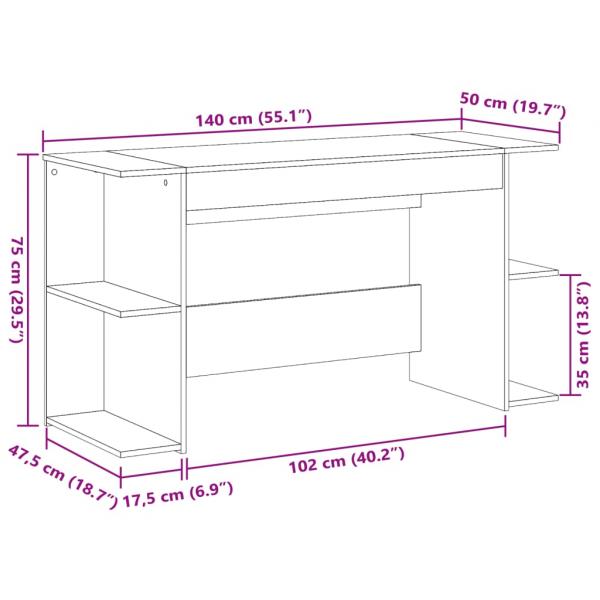 Schreibtisch Räuchereiche 140x50x75 cm Holzwerkstoff