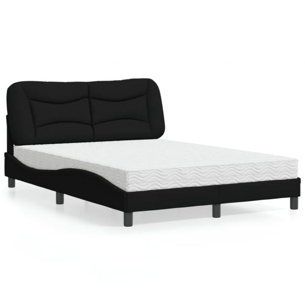 ARDEBO.de - Bett mit Matratze Schwarz 140x190 cm Stoff