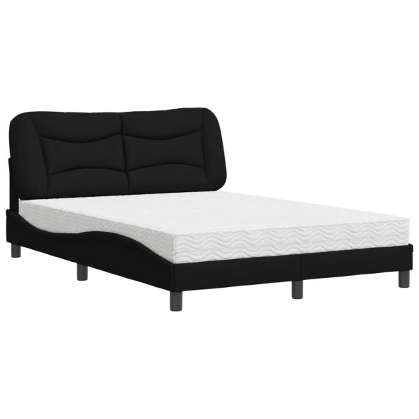 Bett mit Matratze Schwarz 140x190 cm Stoff