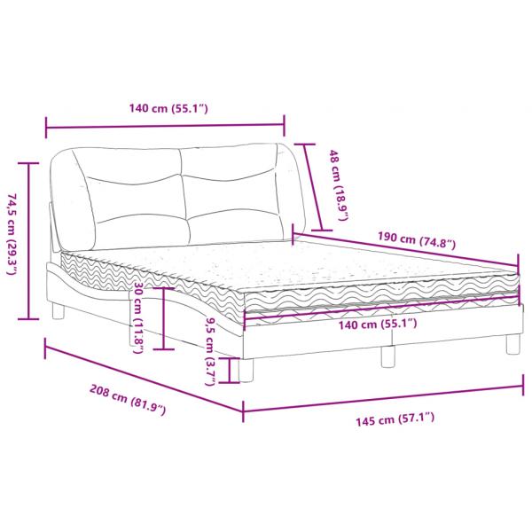 Bett mit Matratze Schwarz 140x190 cm Stoff