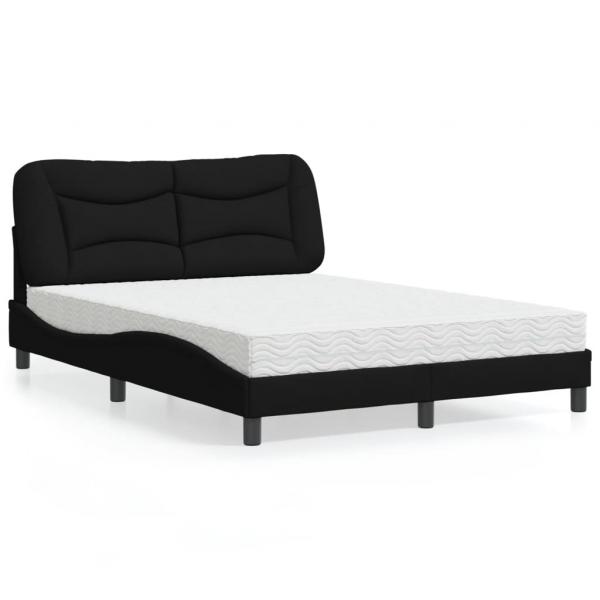 ARDEBO.de - Bett mit Matratze Schwarz 140x200 cm Stoff