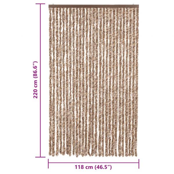 Fliegenvorhang Beige und Dunkelbraun 118x220 cm Chenille