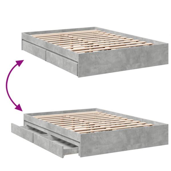 Bettgestell mit Schubladen Betongrau 120x200 cm Holzwerkstoff