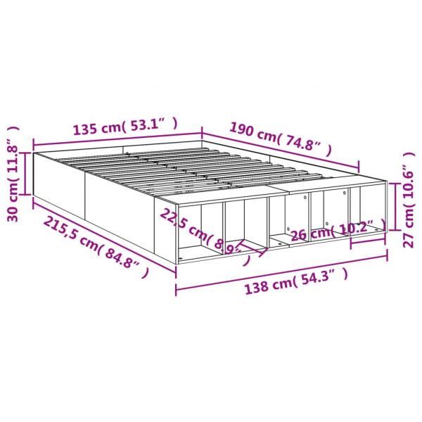 Bettgestell Sonoma-Eiche 135x190 cm Holzwerkstoff