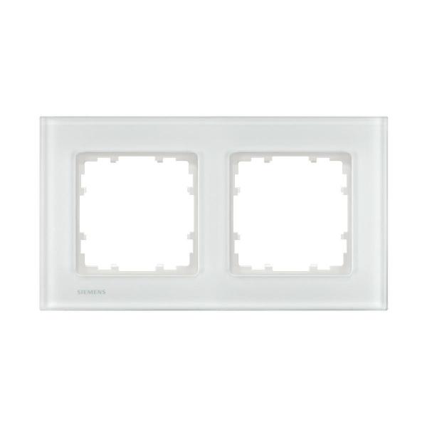 ARDEBO.de Siemens DELTA miro Rahmen 2-fach, Echtmaterial Glas, weiß, 161x90mm (5TG12021)