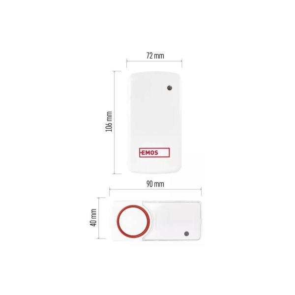 EMOS 3402119000 Drahtlose Türklingel mit zwei Tastern, weiß/rot