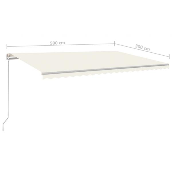 Markise Manuell Einziehbar mit LED 500x300 cm Creme