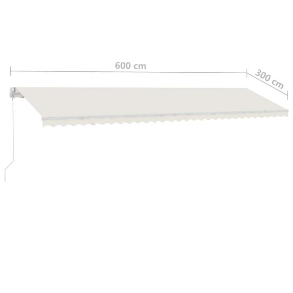 Markise Manuell Einziehbar mit LED 600x300 cm Creme