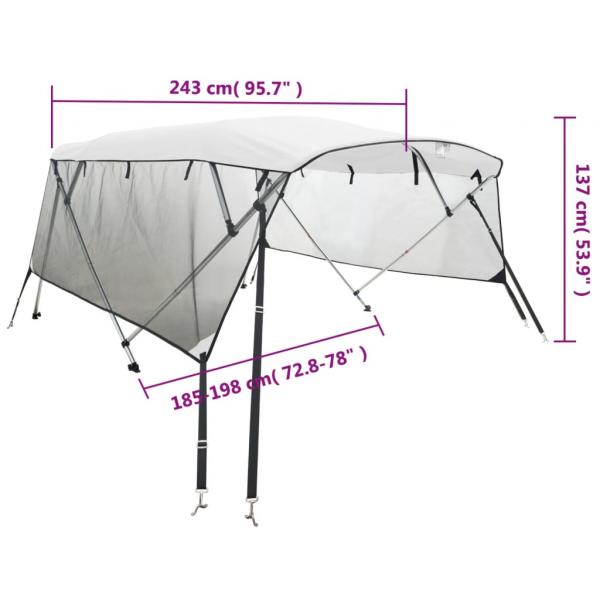 4-Bow Bimini-Top mit Mesh-Seitenteilen 243x(185-198)x137 cm