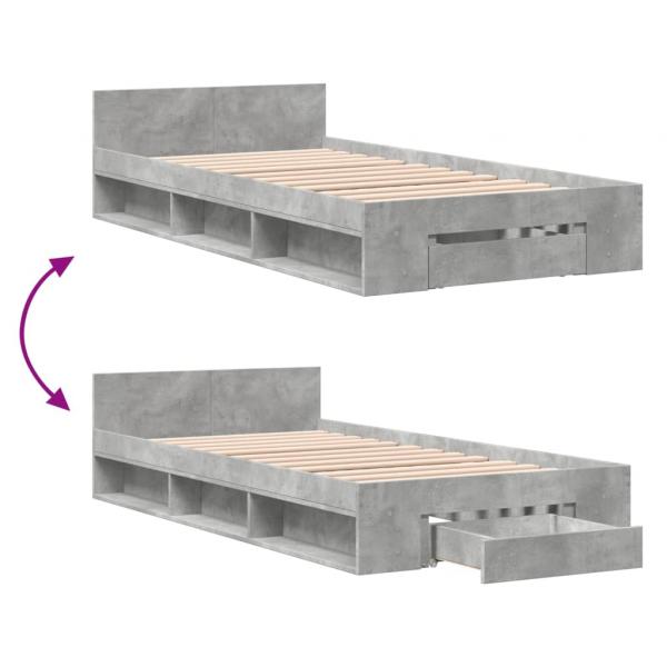 Bettgestell mit Schublade Betongrau 100x200 cm Holzwerkstoff