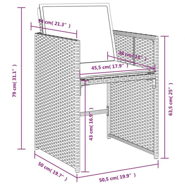 15-tlg. Garten-Essgruppe mit Kissen Hellgrau Poly Rattan