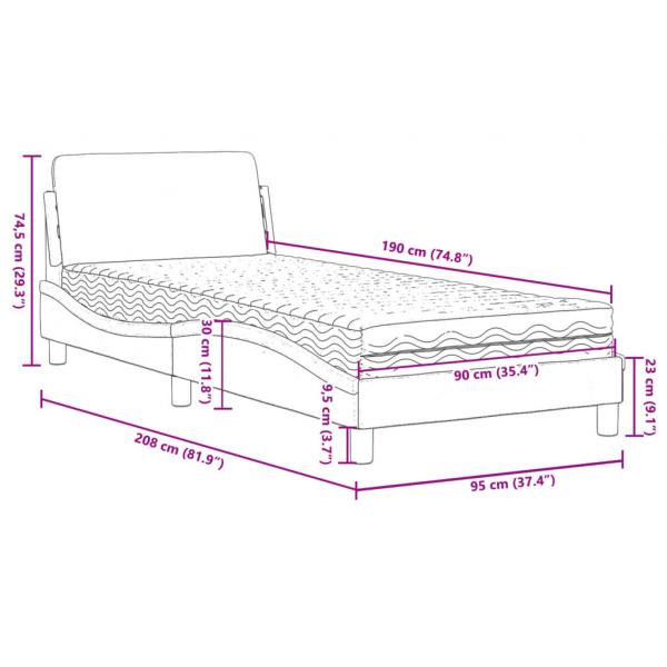 Bett mit Matratze Schwarz 90x190 cm Stoff