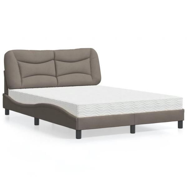 ARDEBO.de - Bett mit Matratze Taupe 120x200 cm Stoff