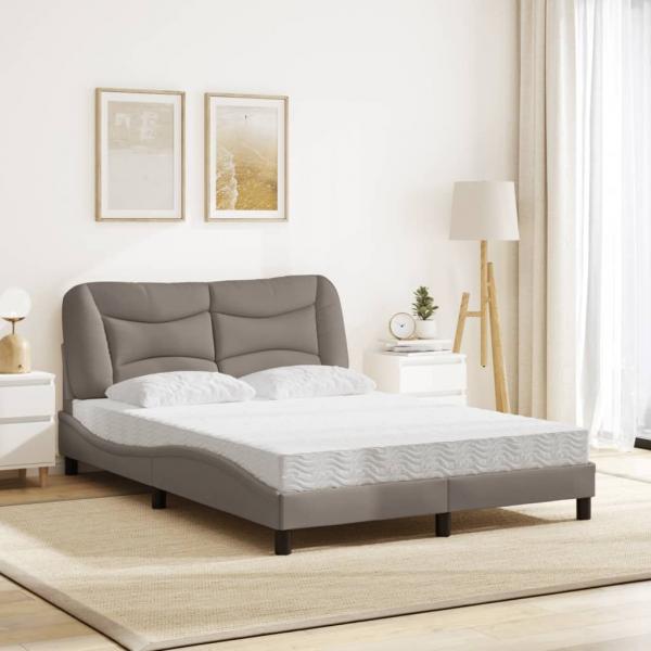 Bett mit Matratze Taupe 120x200 cm Stoff