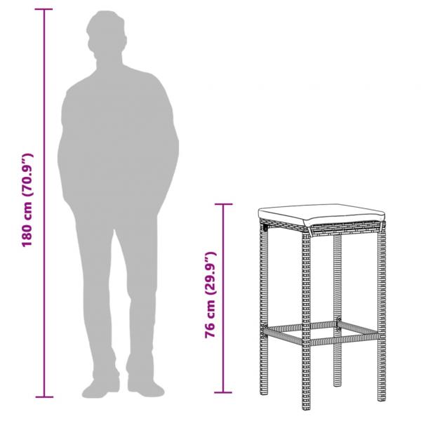 5-tlg. Gartenbar-Set Braun Massivholz Akazie und Poly Rattan