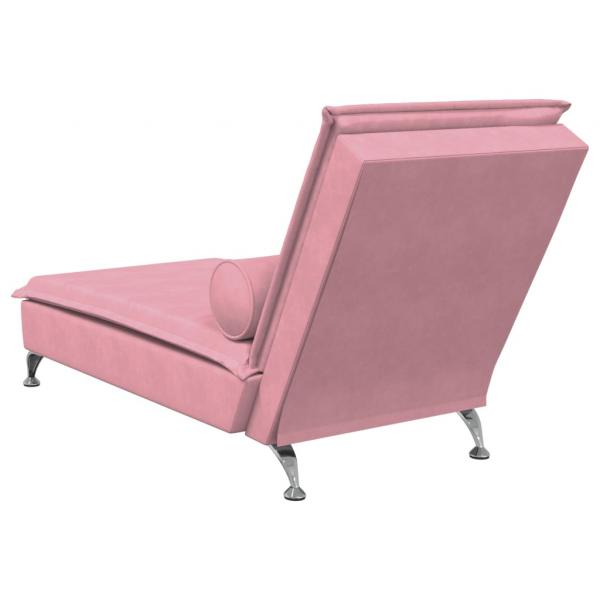 Massage-Chaiselongue mit Nackenrolle Rosa Samt