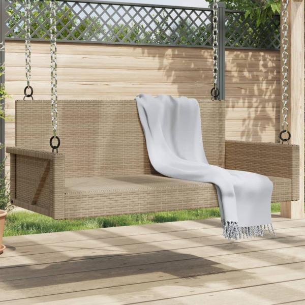 ARDEBO.de - Hängebank Beige 119x56x48 cm Poly Rattan