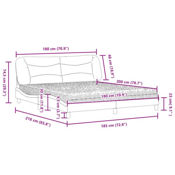 Bett mit Matratze Hellgrau 180x200 cm Stoff