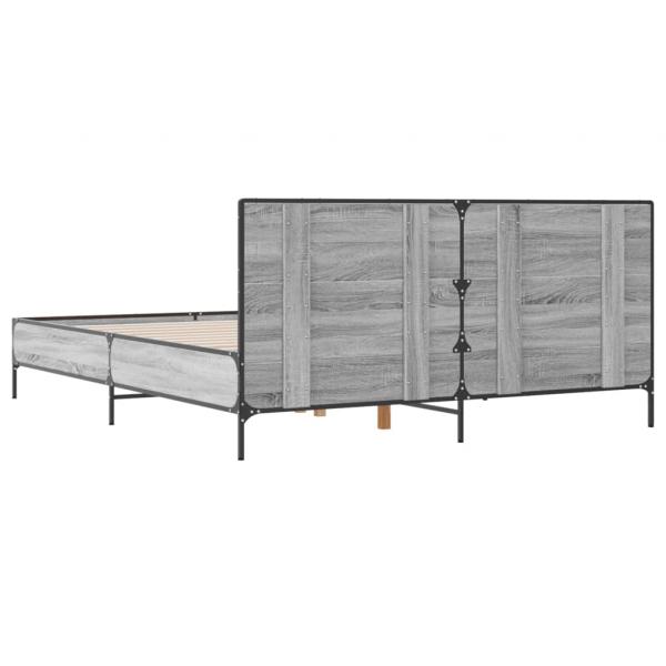 Bettgestell Grau Sonoma 135x190 cm Holzwerkstoff und Metall