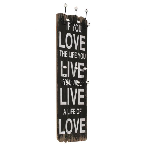 ARDEBO.de - Wandgarderobe mit 6 Haken 120 x 40 cm "LOVE LIVE" 