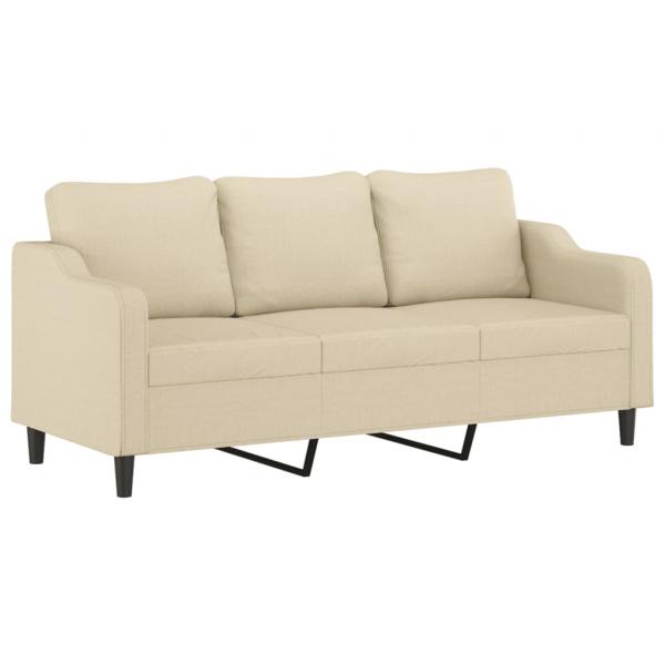 3-Sitzer-Sofa mit Zierkissen Creme 180 cm Stoff