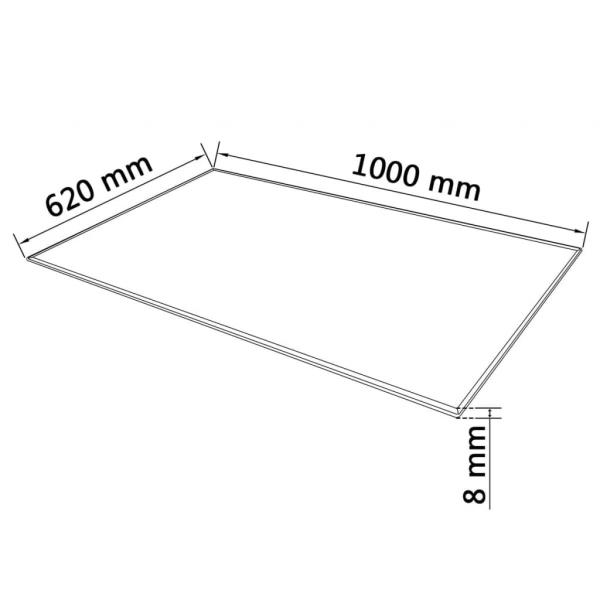 Tischplatte aus gehärtetem Glas rechteckig 1000x620 mm