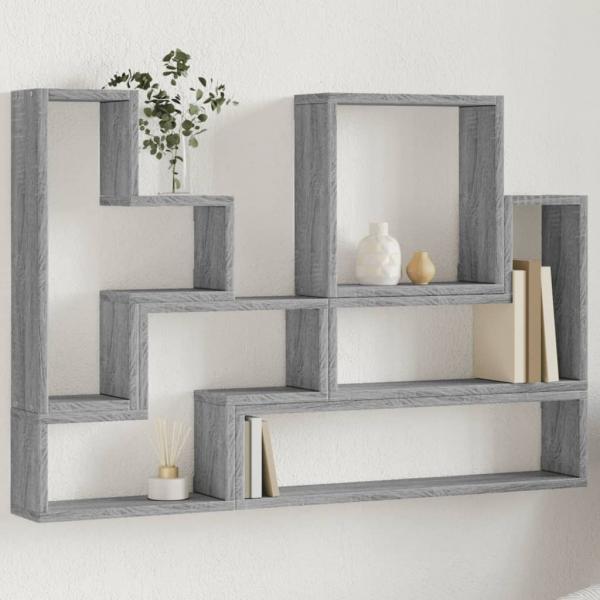 ARDEBO.de - Wandregal Grau Sonoma 96x12x64 cm Holzwerkstoff