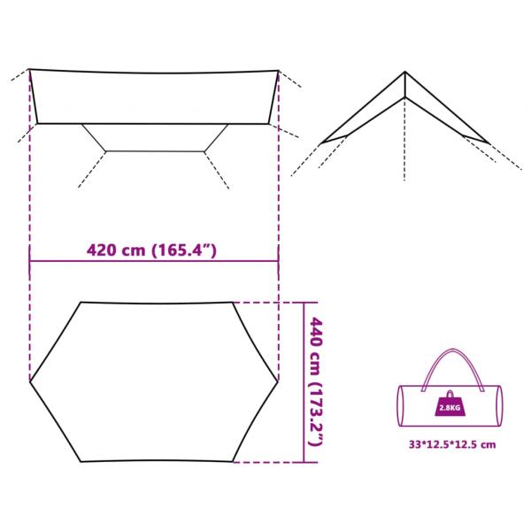 Tarp Grau und Orange 420x440 cm Wasserdicht