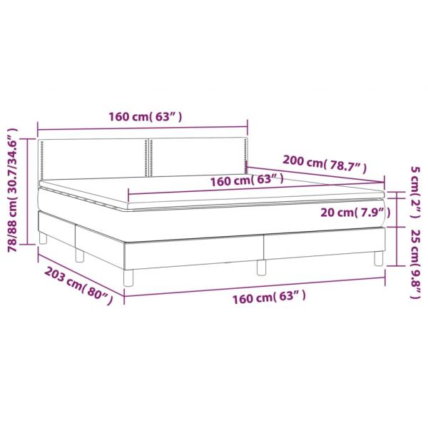 Boxspringbett Matratze Cappuccino-Braun 160x200 cm Kunstleder