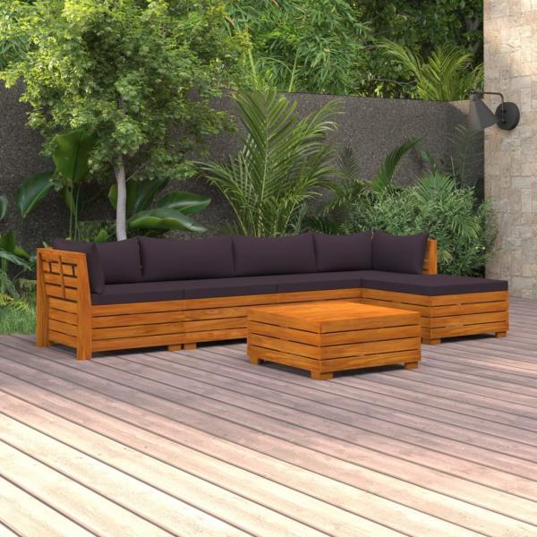 ARDEBO.de - 6-tlg. Garten-Lounge-Set mit Kissen Massivholz Akazie