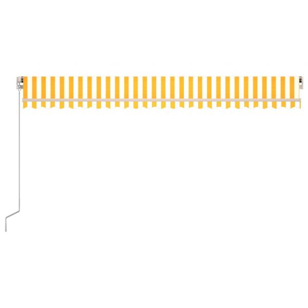 Markise Manuell Einziehbar mit LED 500x350 cm Gelb und Weiß