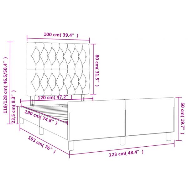 Bettgestell mit Kopfteil Hellgrau 120x190 cm Stoff