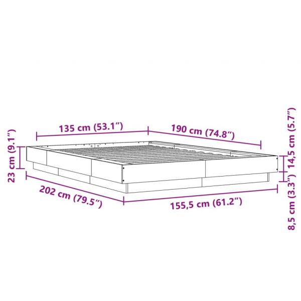 Bettgestell Braun Eichen-Optik 135x190 cm Holzwerkstoff