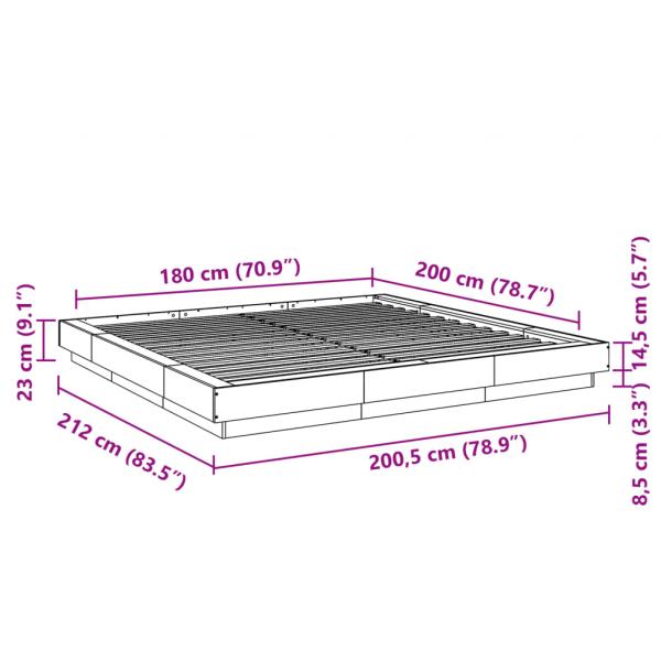 Bettgestell Schwarz 180x200 cm Holzwerkstoff