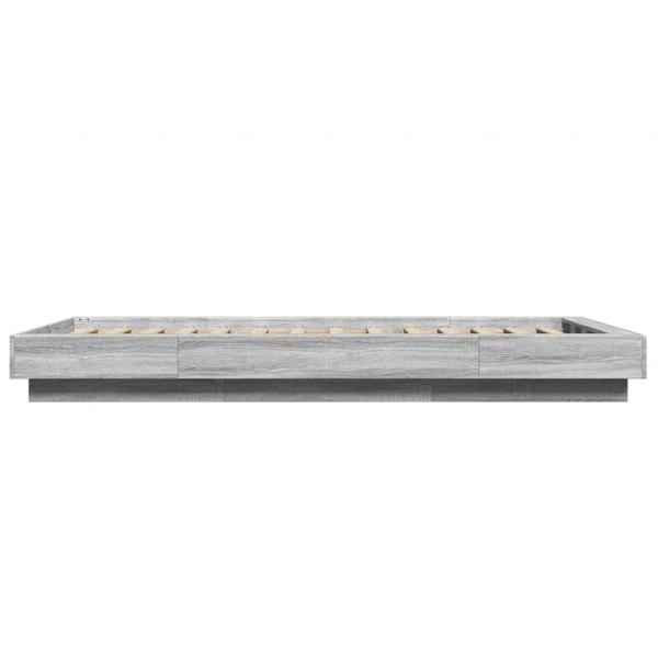 Bettgestell mit LED Grau Sonoma 100x200 cm Holzwerkstoff